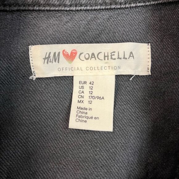 H&M X Coachella Black Denim Western Aztec Trim Festival Vest sz 12 EUC - Picture 3 of 7